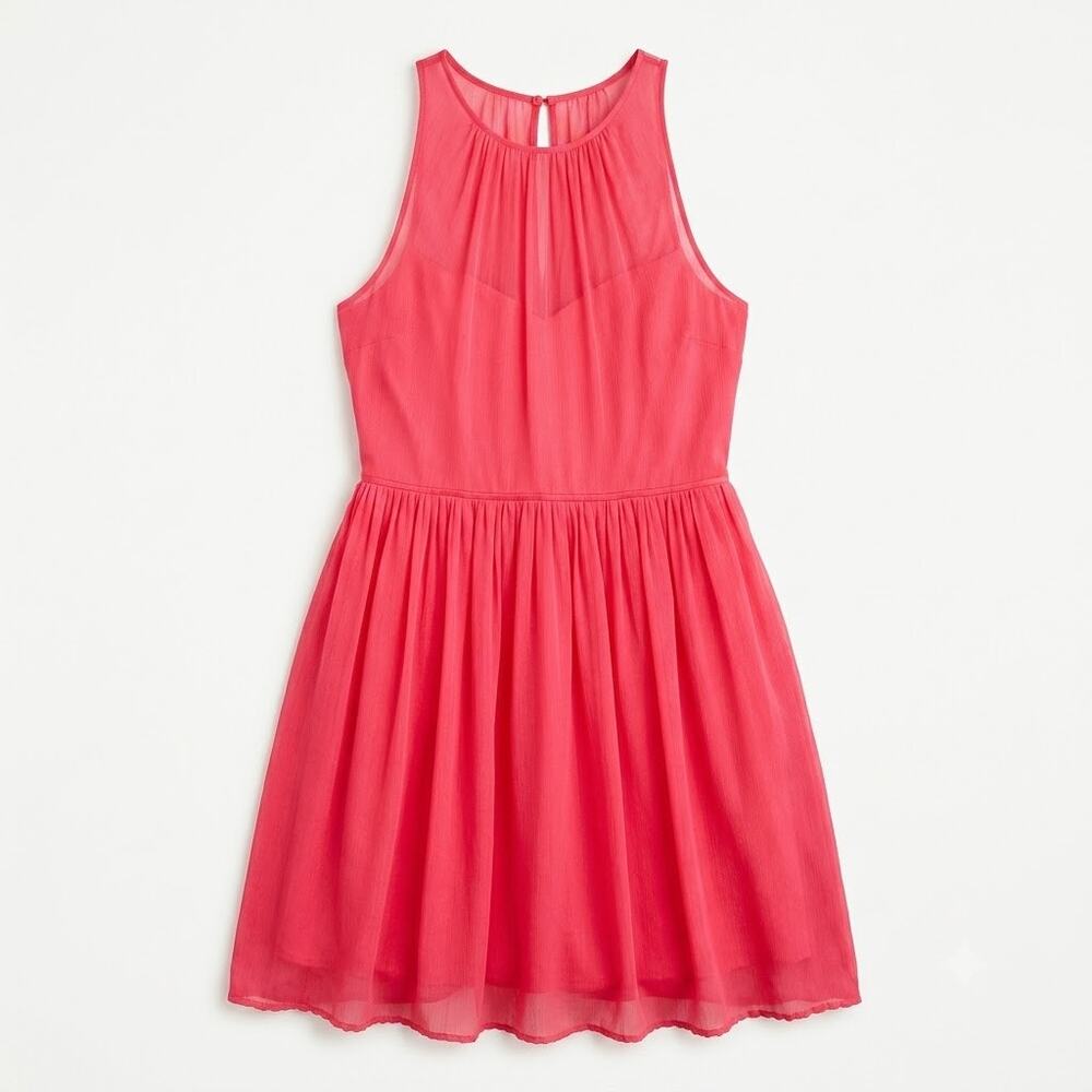 J CREW Silk Chiffon Megan Dress Pink Sheer Formal Wedding Bridesmaid Womens 6